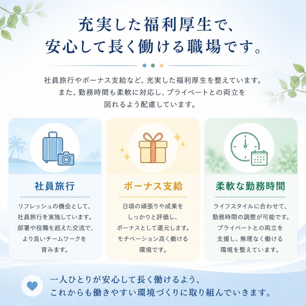安心の労働環境と福利厚生