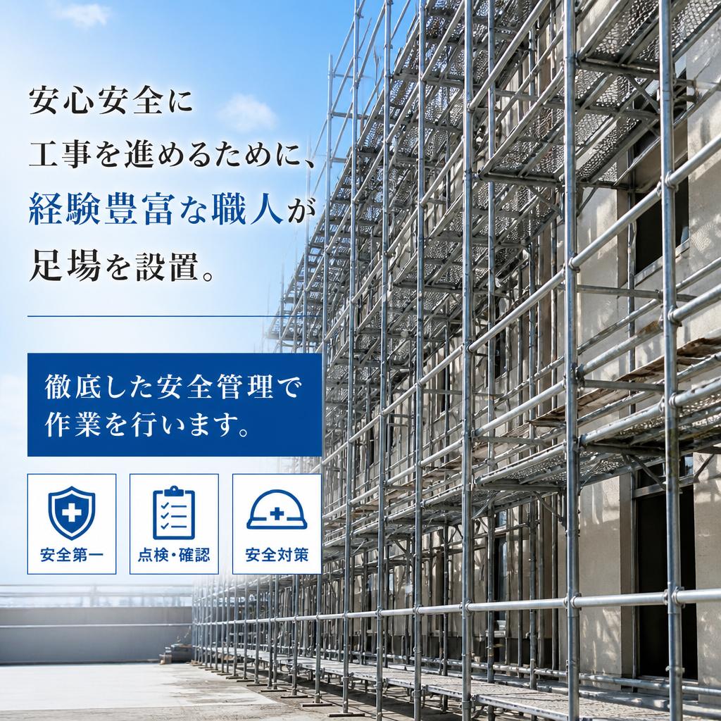 安全な工事のための足場設置