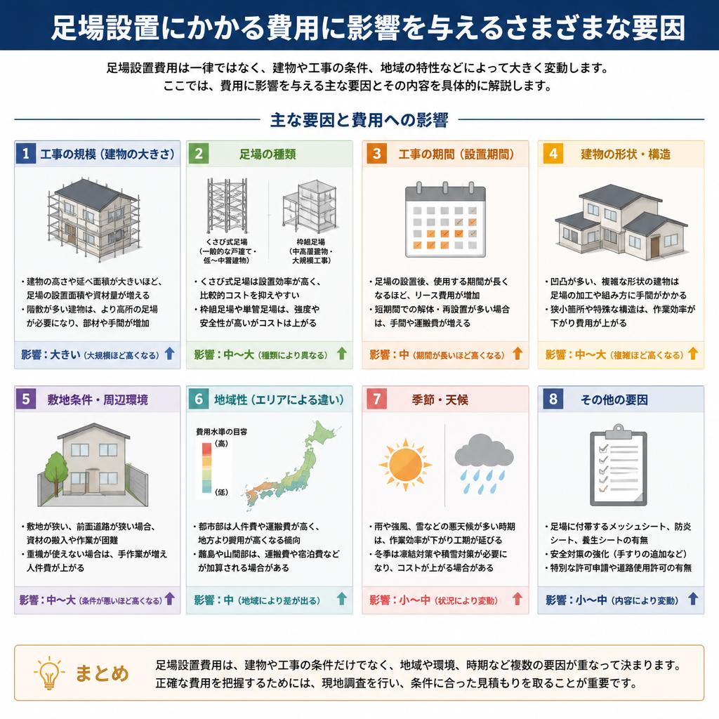 費用に影響を与える要因